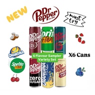 Dr Pepper Drink Cream Soda x6 Flavour Sampler Variety Pack Set Sprite Tea Cherry Vanilla Cans Drinks