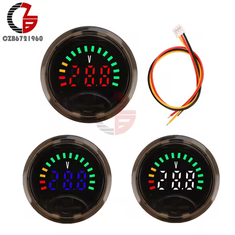 DC7-100V Mini Digital Voltmeter Battery Capacity Tester 2-Wire Circular Voltage Current Meter Volt D