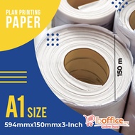 Plan Printing Paper - A1 - 594mm x 150m x 3-inch - 1roll