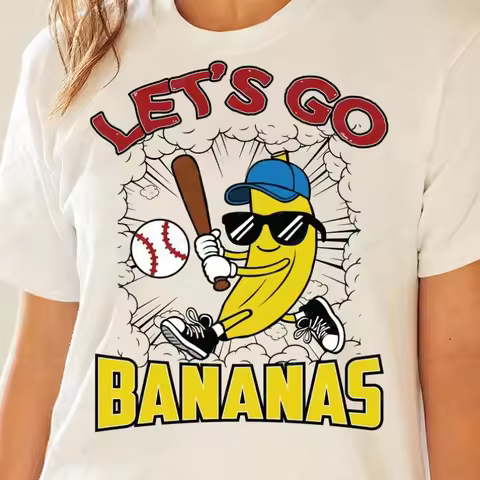 Banana Baseball Mascot Funny Sports Team Apparel Graphic T Shirts Oversized T Shirt Kawaii Clothes Y