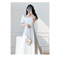 summer long elegant white dress for woman formal casual beach dress outfit graduation dress gown