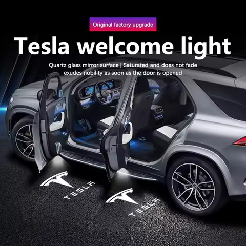 Original Tesla 2/4Pcs LED Car Door Projector Welcome Lights Model 3 Y S X Cybertruck Roadster SpaceX