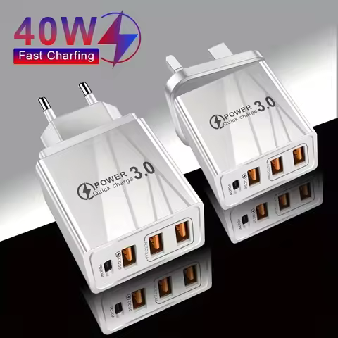 40W USB Charger QC 3.0 Type C PD Fast Charge For Suitable for all phones EU/US Plug Wall Charger