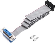 uxcell 16Pin IDC Wire Flat Ribbon Cable DB15 Female to FC-16 Female Connector 2.54mm Pitch 50cm Leng