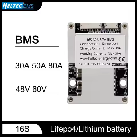 HeltecBMS bms 16s 48v lifepo4 battery 30A 50A 80A Lipo lithium /Lifepo4 battery bms 48v 13S 60V batt