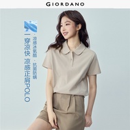 GIORDANO Women Polo Shirt Warm Weather Polo Shirt Moderate Thickness Polo Shirt Slight Elasticity Po