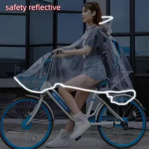 EVA Raincoat For Bicycle Cycling Poncho Bagpack Design Adult Rainwear Transparent Reflective Strip W