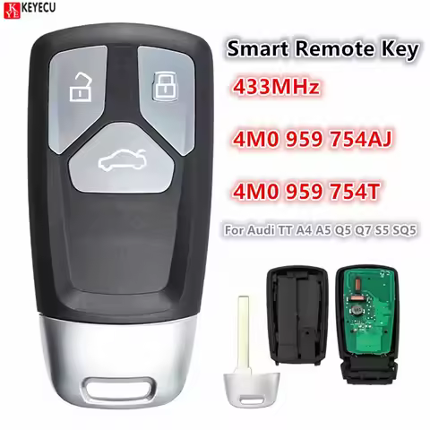 KEYECU 3 Button 433MHz For Audi TT A4 A5 Q5 Q7 S5 SQ5 2016 2017 2018 2019 Smart Car Remote Key Fob P