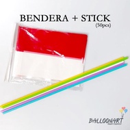 MERAH Happy Flag Red and White PlasticPOLOSs, 50 pcs, Plain Flag, Banner, Stick Flag,/, Handheld Fla