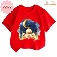 【220G 100%Cotton T-shirt】DUDUBaju Kanak-kanak Perempuan Hari Raya Girls T-Shirt Cotton Short Sleeve 