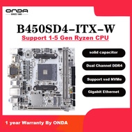 ONDA B450i ITX A520i MOTHERBOARD WHITE AND BLACK MODEL SUPPORT 1ST TO 5TH GEN AMD AM4 RYZEN CPU UPDATED BIOS