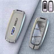 Nappa Cowhide Genuine Leather Zinc Alloy Shell Car Key Case Cover Smart Remote Fob Shell Keychain TP