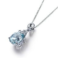 Bague Ringen Necklace For Women Silver 925 Jewelry Clavicle Chain Aquamarine Pendant Mermaid Ocean V