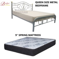 BUDGET FURNITURE Queen Size Metal Bed Frame /Bedframe With 10 Inch Euro Top/9 Inch Spring Mattress Free Installation