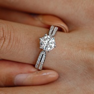 Real Moissanite 1ct 2ct 3ct Star Queen Ring with GRA S925 Sterling Silver Round Cut D Color Wedding 