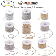 BeeBeecraft 1 Roll Brass Rhinestone Strass Chains with Spool Rhinestone Cup Chains about 9m/roll