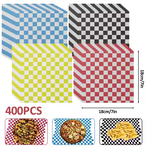 100/400Pcs Oil-Proof Wax Paper Food Wrapper Paper Bread Sandwich Burger Fries Macarons Packaging Bak