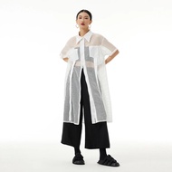 XITAO Perspective Mesh Shirt Solid Color Turn Down Collar Short Sleeve Shirt LYD1764