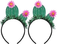 VICASKY Pack of 2 Cactus Headbands, Cactus Blossom Headband, Green Party Headband, Beach Pool Party