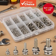 Stainless Steel SS304 320-Piece Screw and Nut Kit - M2 to M5 Bolt Assortment
