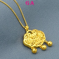 GA Jewellery 24K Yellow Gold Longevity Lock Pendant Rich and Safe Gold Pendant 916 Necklace