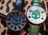 歐美潮牌 街頭時尚 骷髏頭嘻哈風 2件一起標 不拆開賣 需要換電池跟錶帶 不介意在下標 手錶