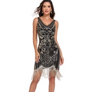 <[CDATA[1920s Retro Gatesby Sequined Fringe Prom Dress]]>