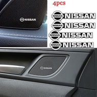 [Ready Stock] 4PCS Aluminum Car Speaker Sticker Universal Auto Audio Badge Decal Music Player Emblem Decoration for Nissan NV200 Note GTR Qashqai Sylphy Kicks Serena e-power NV350 X-Trail Elgrand Navara