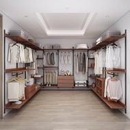 Open Wardrobe L-Shaped Cloakroom Shelf Assembly Bedroom Floor Clothes Rack Corner Cloakroom Rack with Locker