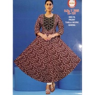 Adjustable Delta Print Tabla Work Soft Popcorn Ghera Kurti