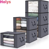HOLYS Foldable Storage Box, Non-woven Fabric 35L/60L/90L Clothes Storage Bins, Sundries Organizer Tr