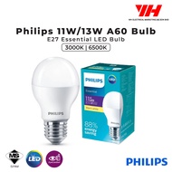 Philips 11W / 13W E27 Essential LED Bulb A60 [ 3000K / 6500K ] || Light Bulb - Mentol Lampu