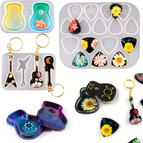 DIY Guitar Pick Silicone Mold Set, Epoxy Resin Casting Molds for Guitarists, Personalized Gift Makin