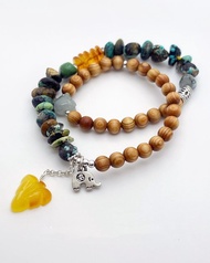 崖柏雙圈綠松石設計款手串