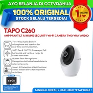 TP-LINK TAPO C260 8MP PAN/TILT AI HOME SECURITY WI-FI CAMERA TWO WAY AUDIO FREE MICRO SD 64GB