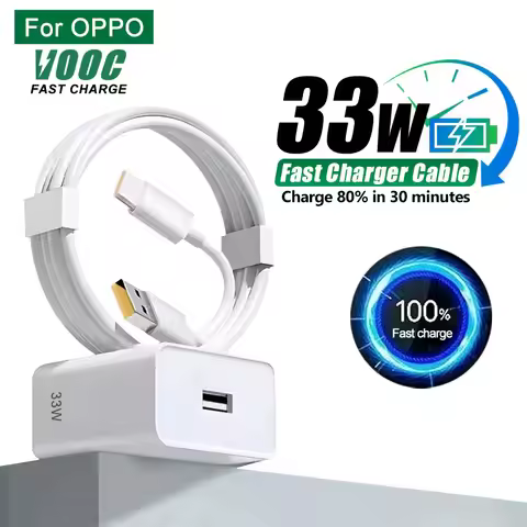 33W SuperVOOC Fast Charging USB Charger USB Type C Cable For OPPO Reno 12 Pro Find X8 Pro A96 A97 A9