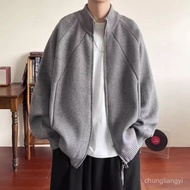 TOP1 High-End Cardigan Sweater Jacket Men Spring Ruffian Handsome Stand-Up Collar Zipper Top Simple 