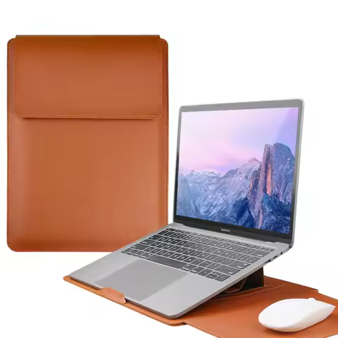 Multipurpose Laptop Sleeve 13/14/15/16 Inch With Bracket Waterproof Laptop Bag Laptop Case PU Leathe