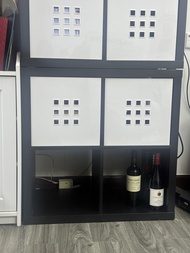 Ikea KALLAX 層架組合, 黑褐色, 77x77 厘米 (四格櫃連四個櫃桶）