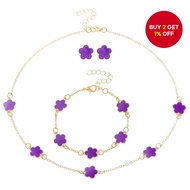 New Lucky 5 Leaf Clover Jewelry Set for Women - 3 Pieces: Necklace, Earrings, Bracelet Gift.