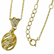 正品 Christian Dior 珍珠鑽石項鍊吊墜黃金白色配件二手珠寶