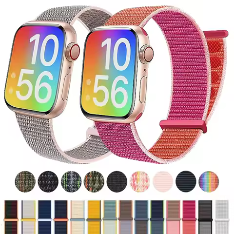 Nylon loop Strap For Apple Watch Band 44mm 42/40mm 45mm 38/41mm Sport pride Bracelet iwatch Ultra2 4