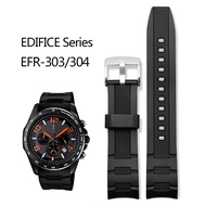 [ฮอต W] สายนาฬิกาข้อมือยางซิลิโคนปลายโค้ง22มม. สำหรับ EDIFICE Casio EFR 516 /Efr 303L EFR 303/304 EFR 516PB สร้อยข้อมือกีฬาสายนาฬิกา