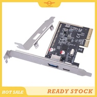 [CloudsMiles] PCIE USB 3.2 GEN2 10G + Type C 10G Adapter PCI Express X4 Expansion Card Riser ASM1142