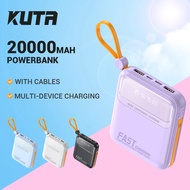 KUTA 20000mAh  Fast Charging Powerbank With Two Cables Portable Mini Power Bank Battery Display USB Typpe-C Charge Port