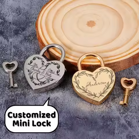 1PC NEW love with leaves Customized Name Engrave Padlock Love Padlock Wish Lock Wedding Keyed Padloc