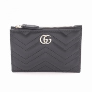 【二手】Gucci GUCCI 雙G卡包，附鑰匙扣，貨號837747AAET81000，黑色皮革，女士全新