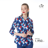 GSP Womans shirt Bunny เสื้อเชิ้ตผู้หญิง แขนสามส่วน สีกรม PAF7NV