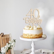 Ruscalin Wood Happy 40th Birthday Cake Topper -Versatile Cake Topper for Birthday Anniversary Party 