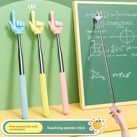 Durable Stainless Steel Teaching Pointer Telescopic Rod Finger Design Teaching Stick Classroom Finge